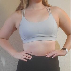 Echt Light Grey Strappy Sports Bra